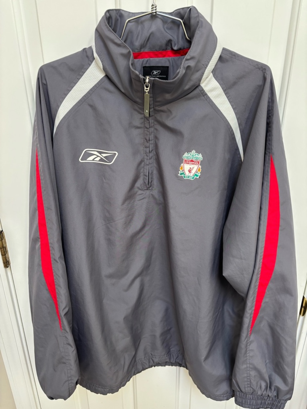 Reebok Liverpool Gray & Red Pullover Windbreaker